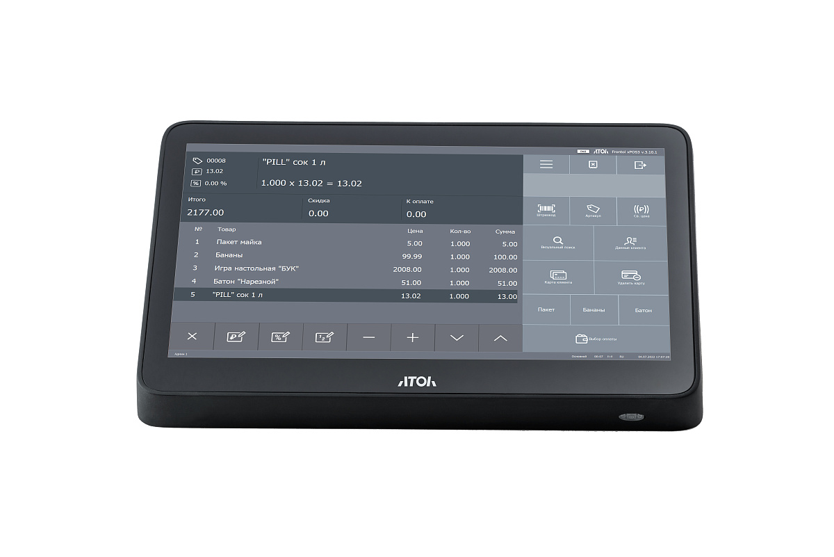 Сенсорный терминал АТОЛ Optima (11.6", J3455, 8 ГБ DDR3L, SSD 128 Гб M.2, АКБ, с ОС). V7